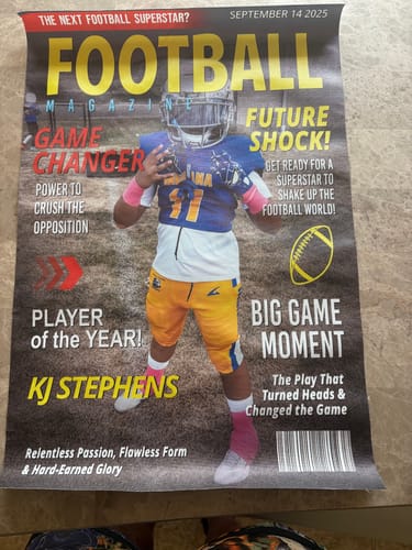 Customer photo review of Custom Football Magazine Cover Poster, Gift For Football Player