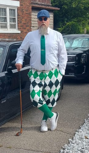Customer photo review of St. Patricks day Argyle plaid-Men's Golf Knickers Pants