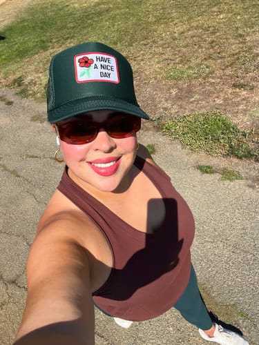 Customer photo review of Have A Nice Day Flower Trucker