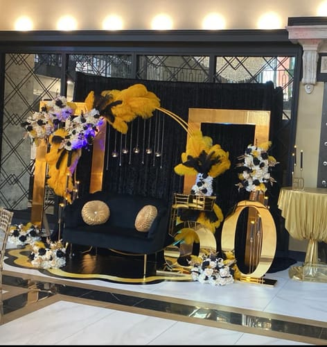 Customer photo review of 6.5ft Gold Wedding Arch Backdrop Stand Double Layer Round Stand Party Decoration