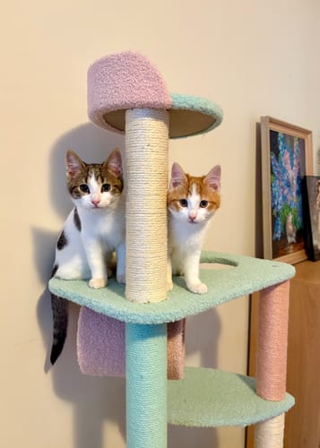 Customer photo review of Dreamy Macaroon Party Cat Tree with Scratching Post and Nest