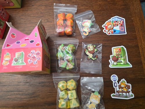 Customer photo review of Milk Carton Mystery Dice – 12 Different Cute Fruit Kawaii Cat Designs