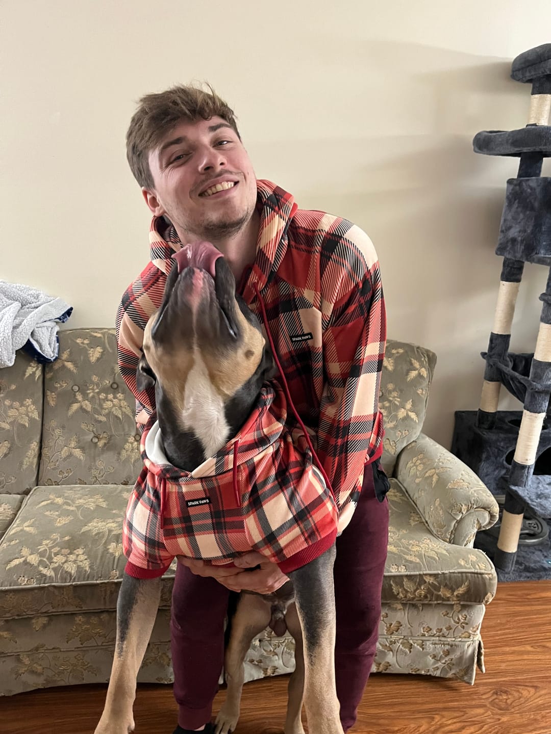 Customer photo review of Red Plaid Human Hoodie