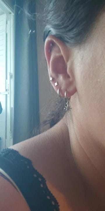 Customer photo review of Stellar Spark Earrings