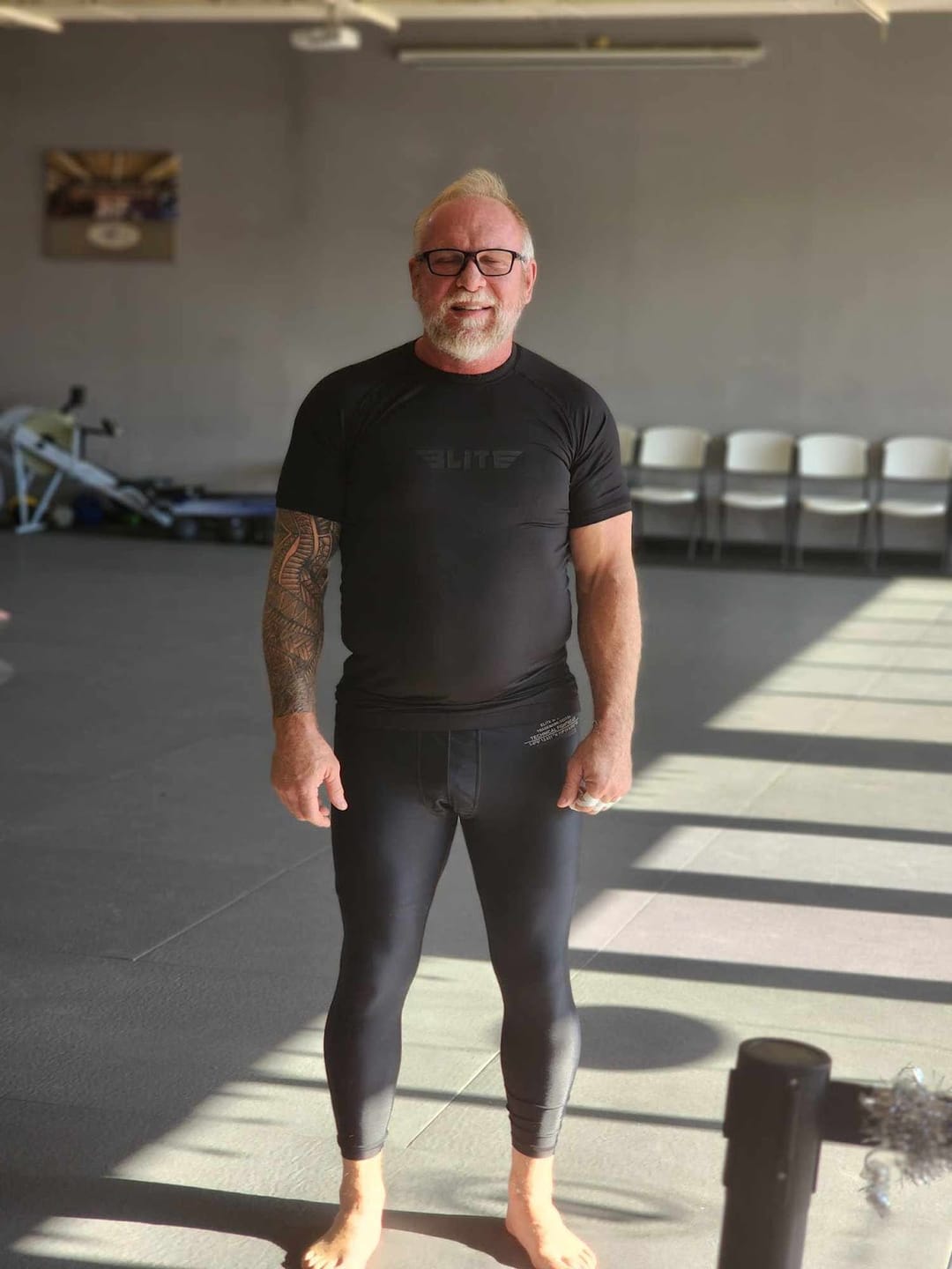 Customer photo review of Standard Black Short Sleeve No-Gi Mens BJJ Rash Guard - (Pack of 3)