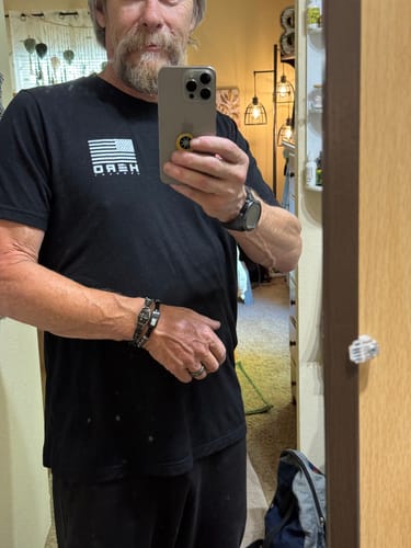 Customer photo review of 00 Buck Magnum Titanium Magnetic Bracelet : Helps Pair Veterans With A Service Dog Or Shelter Dog