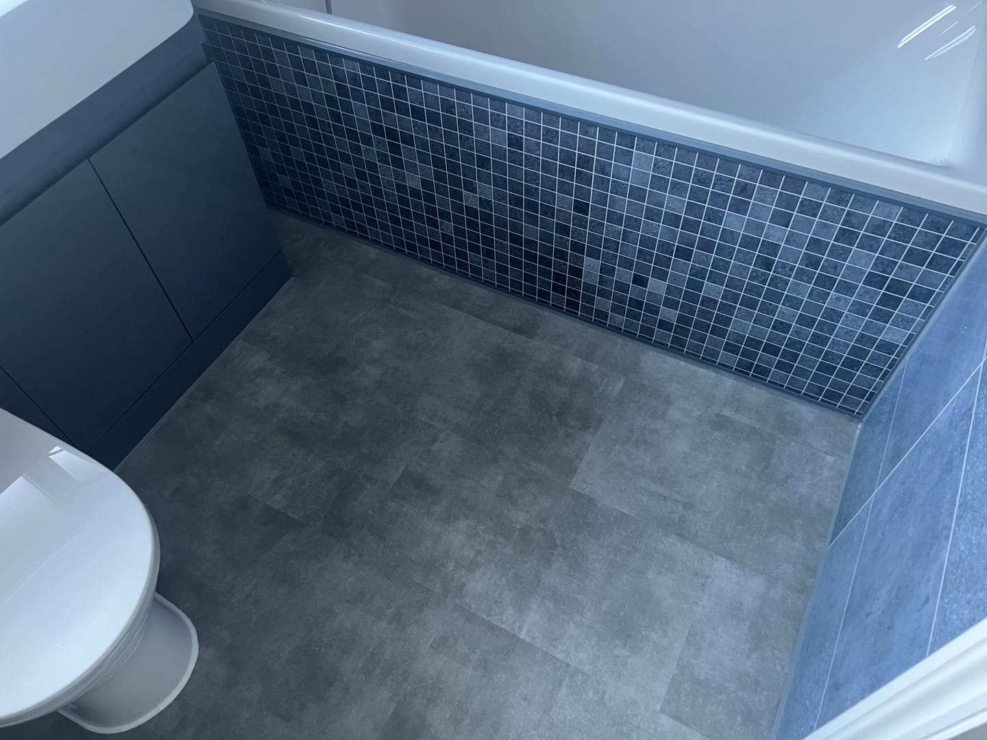 Customer photo review of 10mm Roman Blue Mosaic Matt Shower Panel 1M x 2.4M