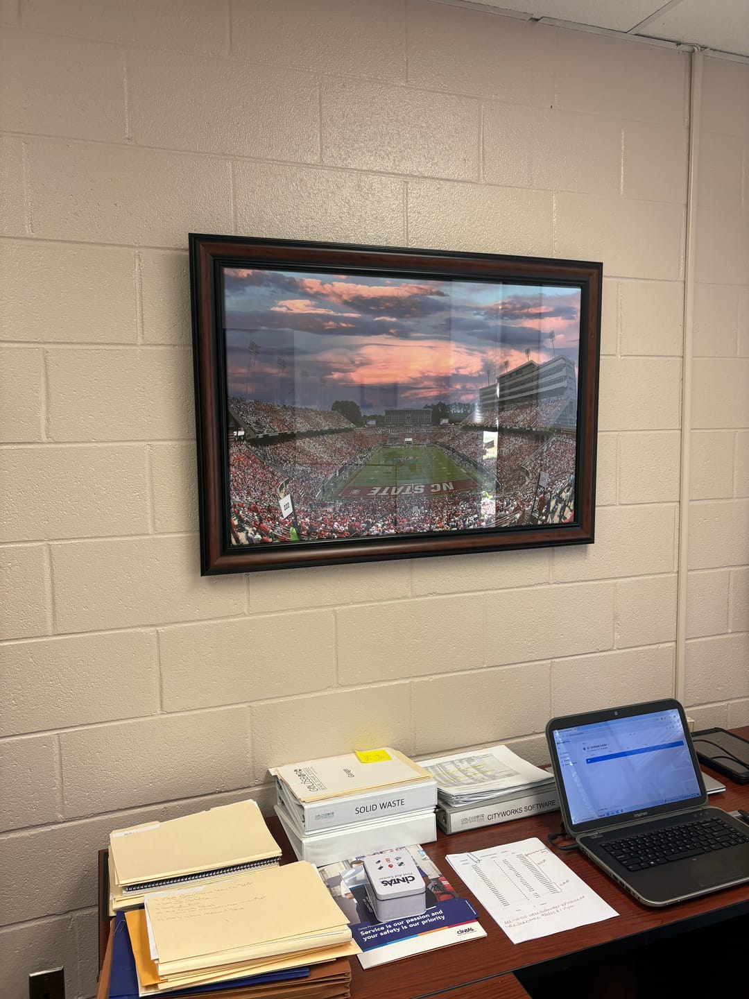 Customer photo review of Carter-Finley Stadium Art Sunset Game Triple Canvas Wall Art - NC State Wolfpack Football Match