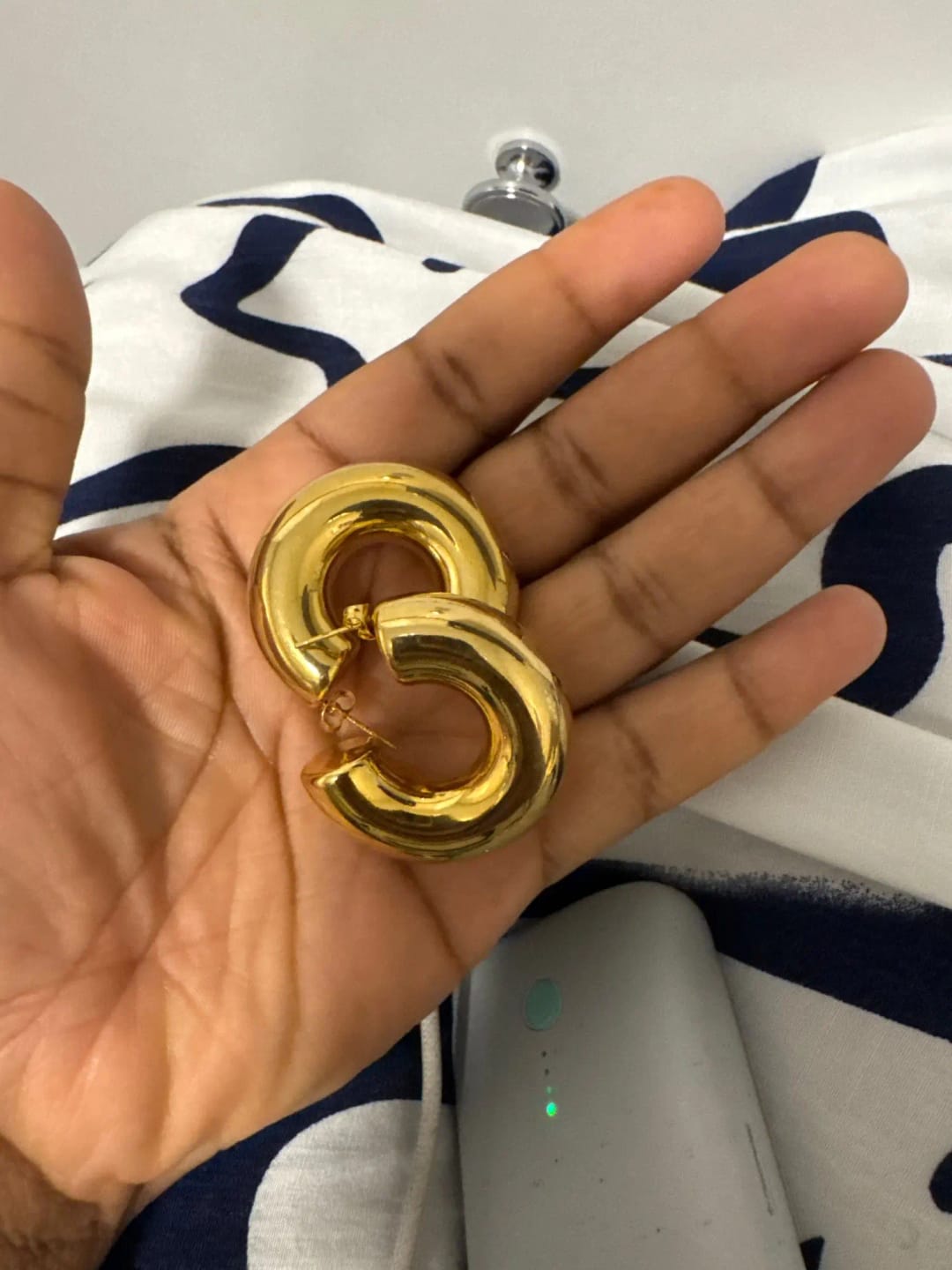 Customer photo review of Kallie Gold Hoop Earrings