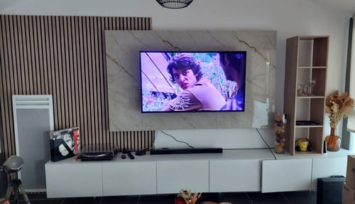 Customer photo review of Panneau Mural PVC Effet Marbre Beige – Imperméable Salle De Bain et Douche