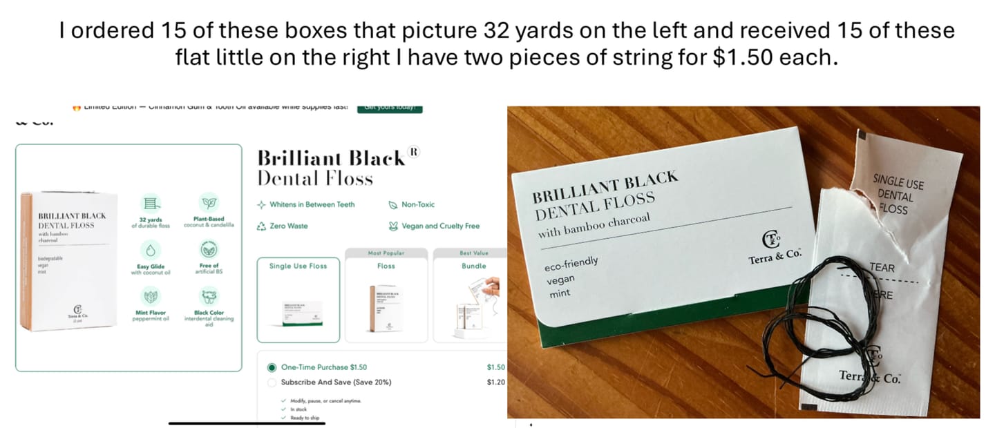 Customer photo review of Brilliant Black® Floss – Whitens Between Teeth Naturally