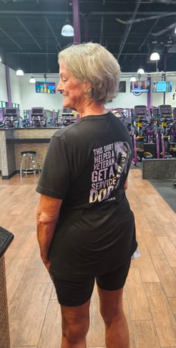 Customer photo review of Hero Company Men's This Shirt Helped A Veteran Get A Service Dog Black Tee - Helps Pair Veterans With A Service Dog or Shelter Dog