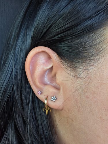 Customer photo review of My Huggies Hoop Earrings