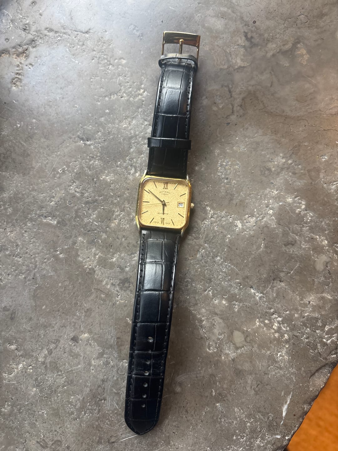Customer photo review of Crocodile Grain Leather Watch Strap Black- Available in all sizes