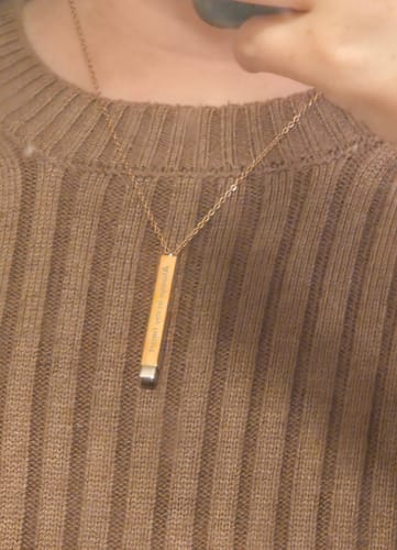 Customer photo review of Custom Text Engraved Secret Message Necklace
