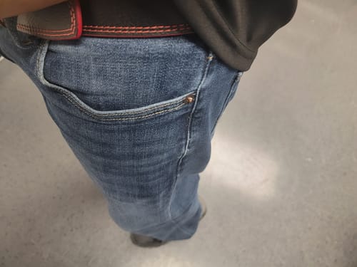 Customer photo review of The Diablo Belt - Black Full Grain Leather Belt with Red Stitches