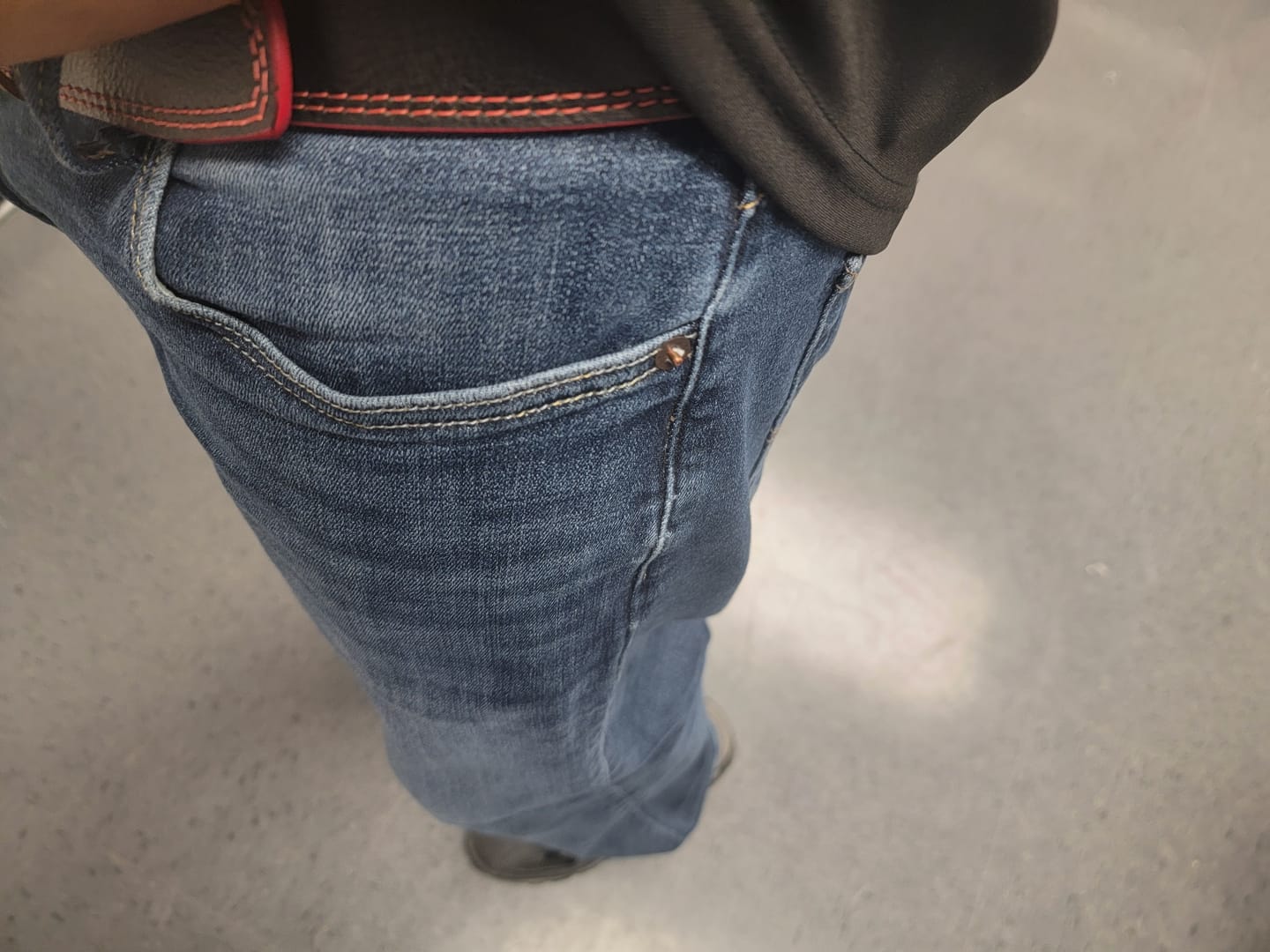 Customer photo review of The Diablo Belt - Black Full Grain Leather Belt with Red Stitches