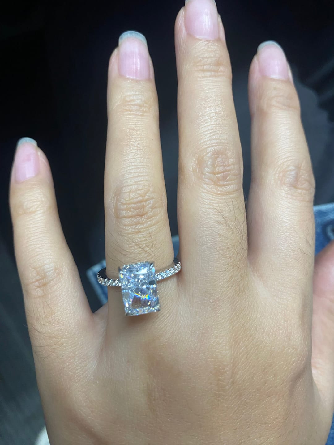 Customer photo review of S925 2.0Ct~7.0Ct Elegant Radiant Cut Engagement Ring In Sterling Silver Everyday Wearable Ring For Women