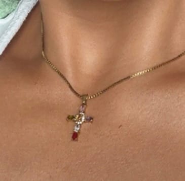Customer photo review of Embrace - Delicate Colourful Cross Necklace Gold/Silver