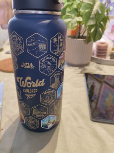 Customer photo review of World Explorer Bottle + Stickers