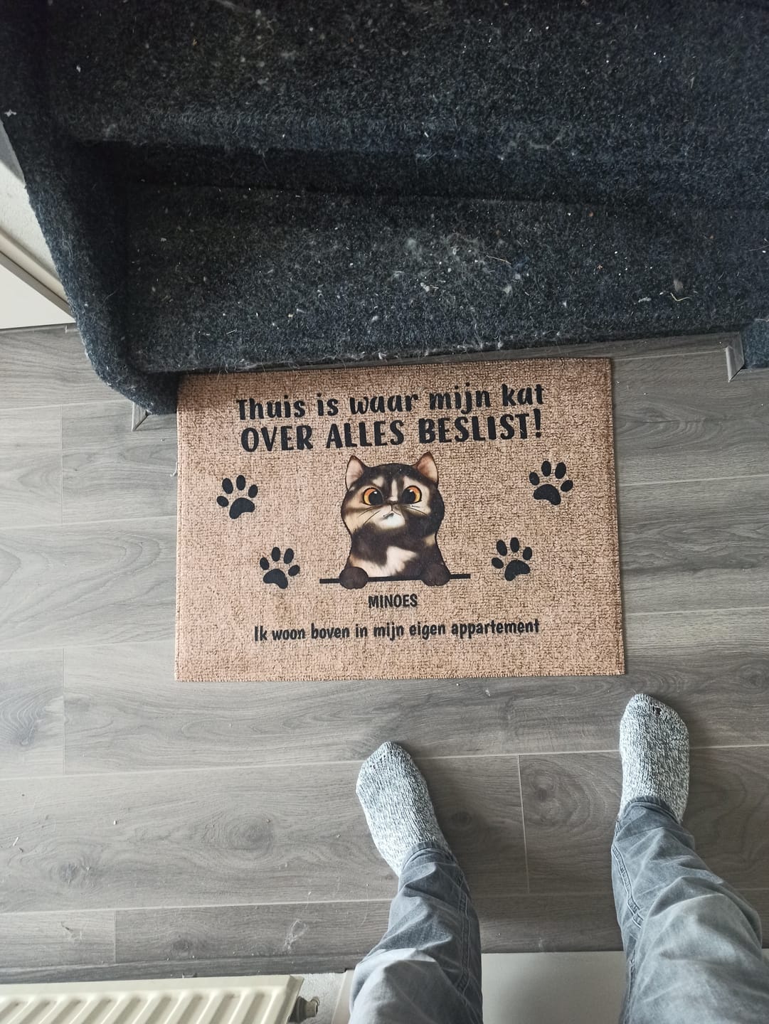 Customer photo review of Welkom bij - Gepersonaliseerde huisdier deurmat