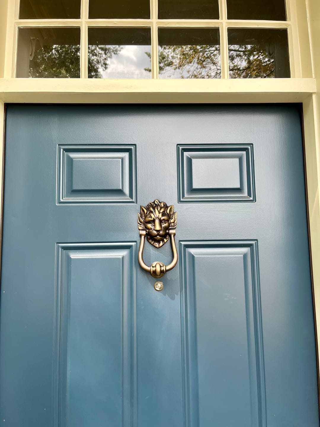 Customer photo review of 10 Downing St. Lion's Head Door Knocker | Solid Brass