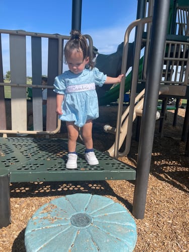 Customer photo review of Light Blue Ruffle Collared Bubble