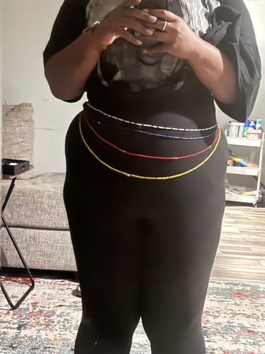 Customer photo review of Extended Length 60 Inch Rich Auntie Red Waist Beads