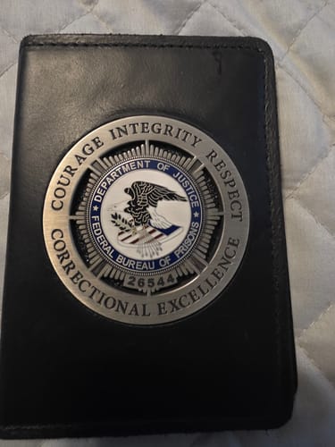 Customer photo review of Department Of Justice Federal Bureau Of Prisons Badge Customizable Number