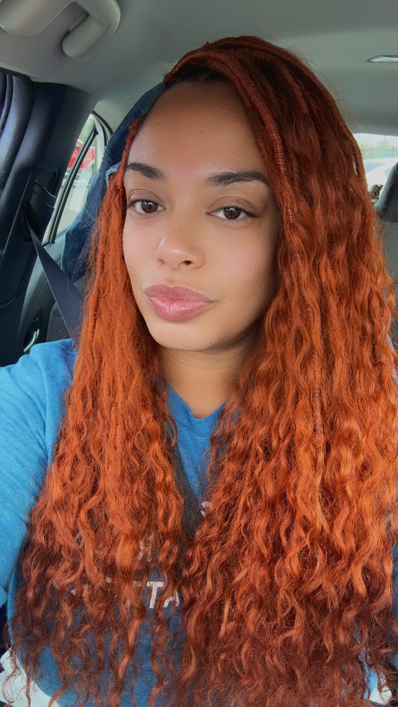 Customer photo review of #350 Solid Ginger Crochet Boho Locs with Human Hair Curls