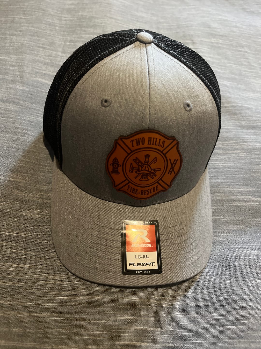 Customer photo review of Custom Firefighter Hat | Maltese Leather Patch Design