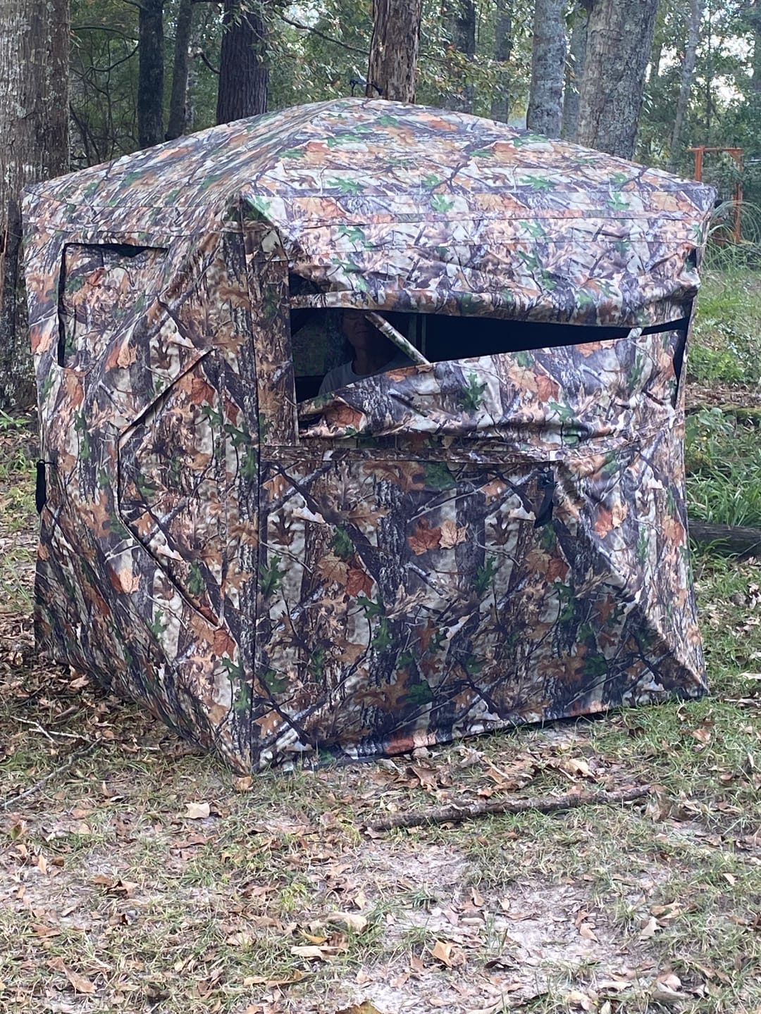 Customer photo review of VisST See-Through Pop-Up Ground Blinds with Silent Magnetic Door