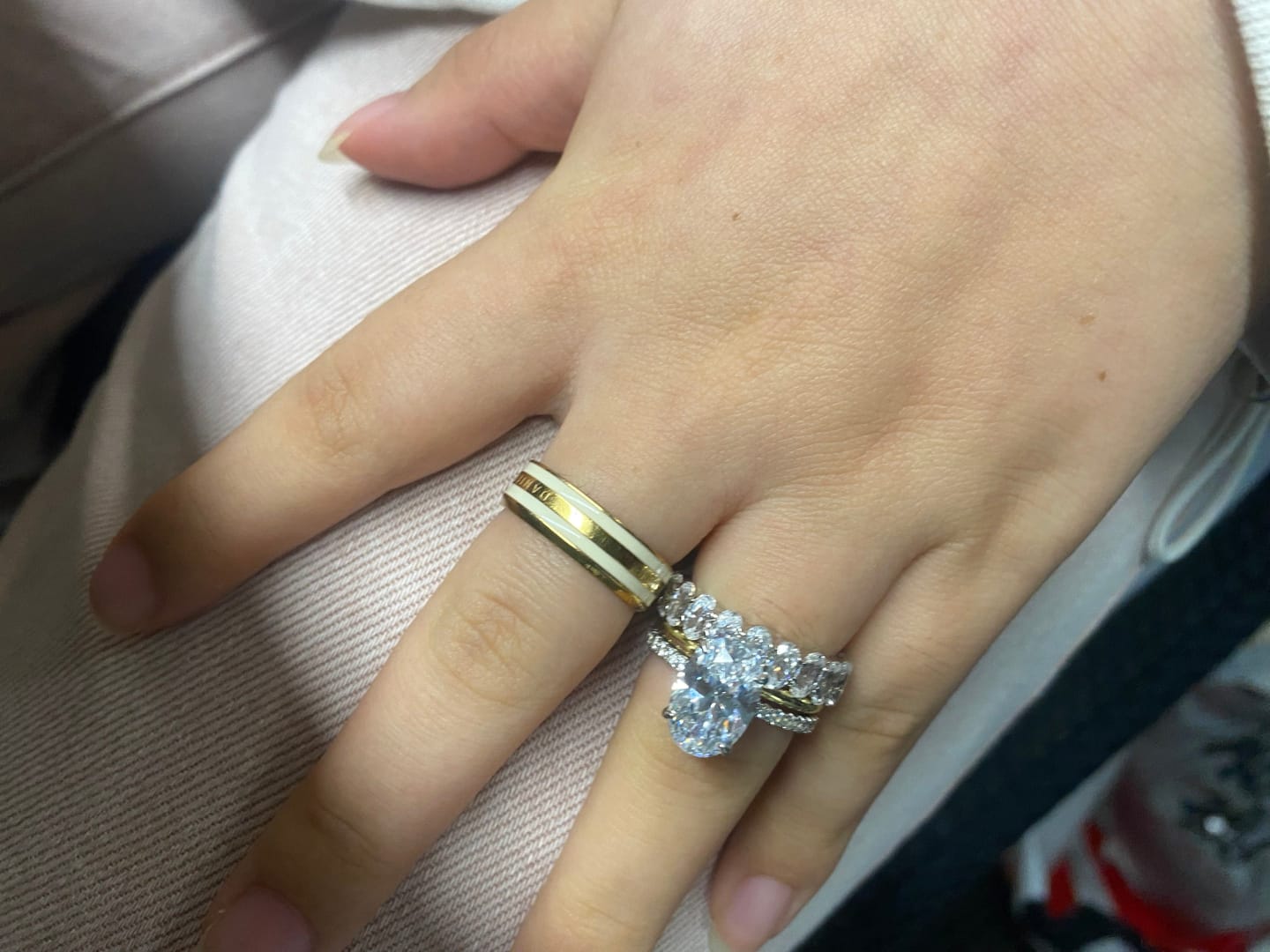Customer photo review of S925 3PC 4.0Ct Oval Cut Wedding Ring Set Travel Ring For Her With Two Classic Wedding Bands