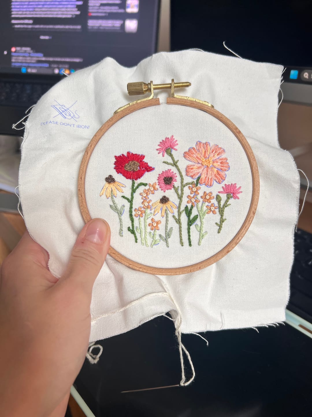 Customer photo review of Pink Wildflowers Embroidery Kit