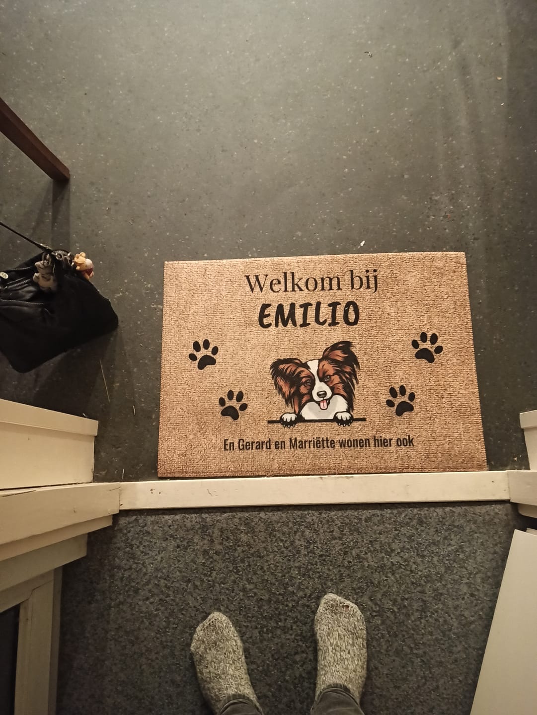 Customer photo review of Welkom bij - Gepersonaliseerde huisdier deurmat