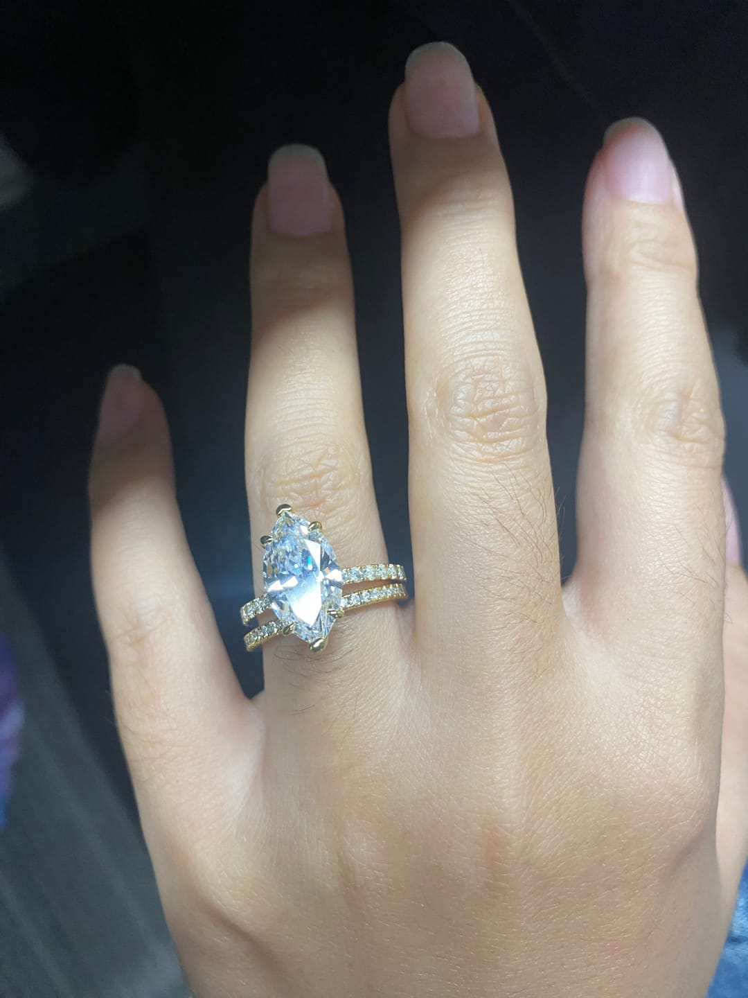 Customer photo review of S925 4.0Ct Marquise Cut Wedding Ring Set Travel Ring With Classic Wedding Band For Women
