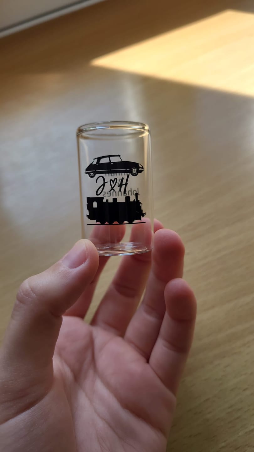 Customer photo review of Schnapsglas Standard bedrucken mit Text, Motiv, Logo