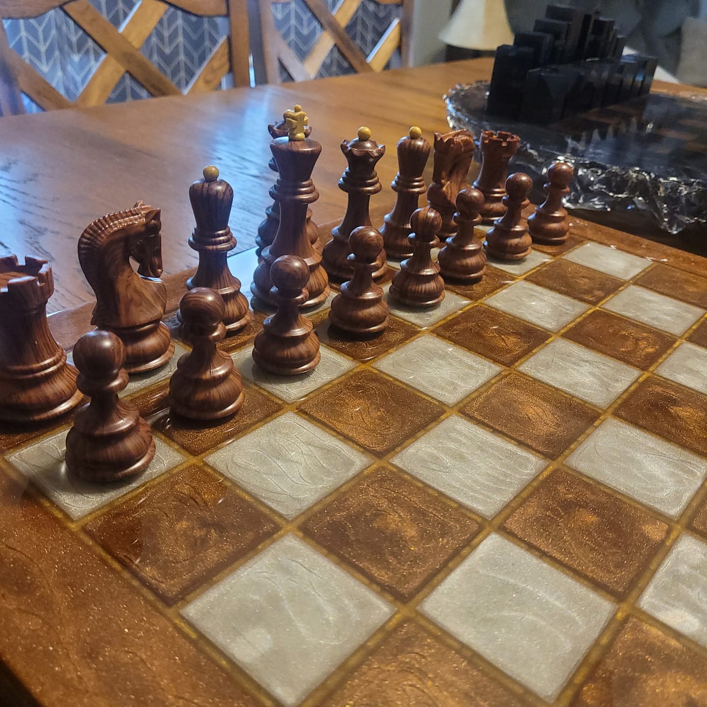 Customer photo review of 18x18x1.5" Full Size Deep Chess Board Silicone Mold With 1.75" Squares