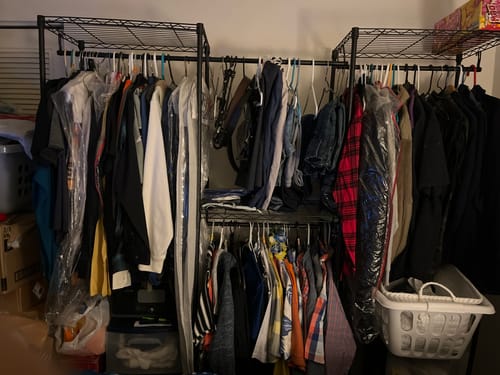 Customer photo review of Raybee 77"H 900 LBS Clothing Rack,Freestanding Closet Wardrobe Rack, Metal Garment Rack
