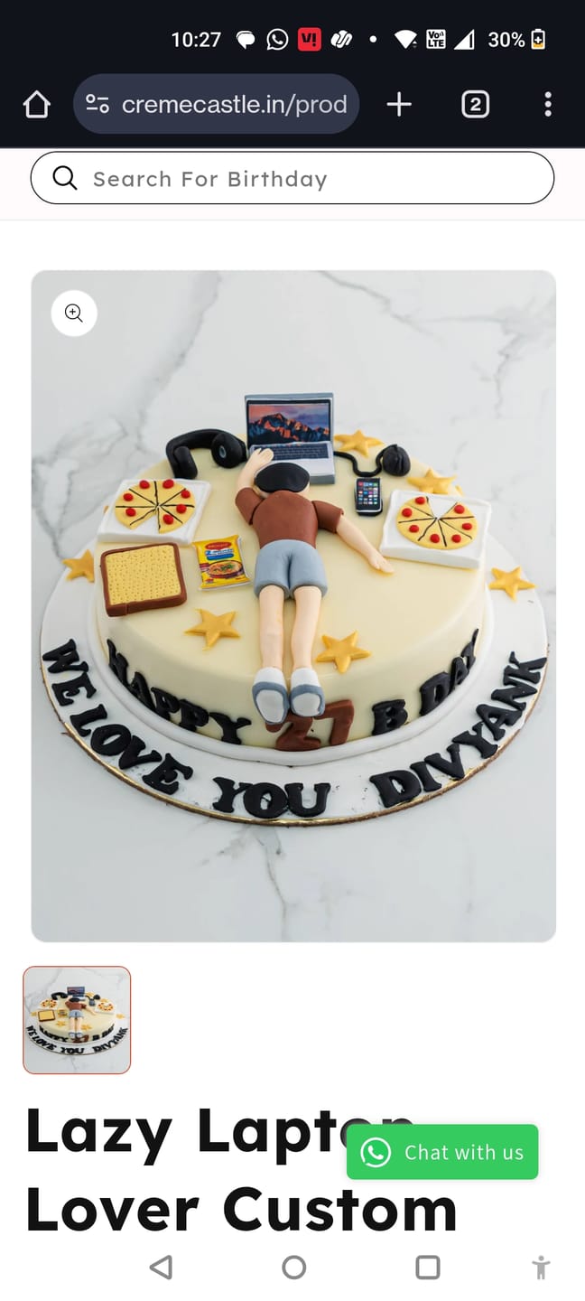 Customer photo review of Lazy Laptop Lover Custom Cake