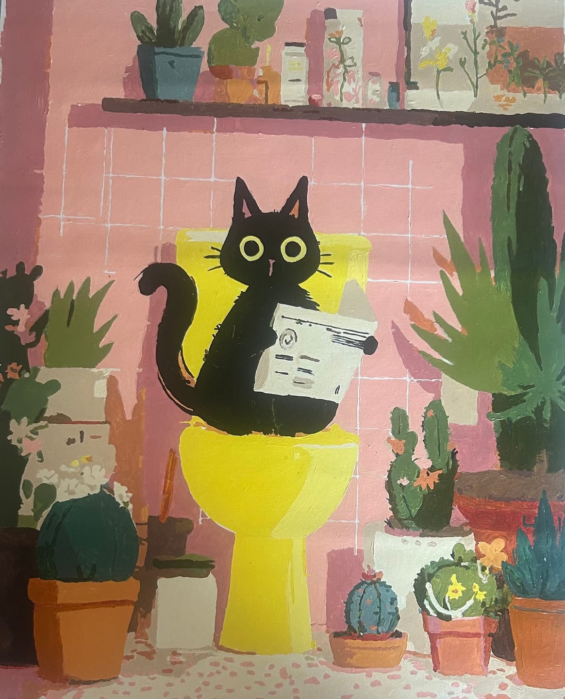 Customer photo review of The black cat on the toilet | Paint by Number
