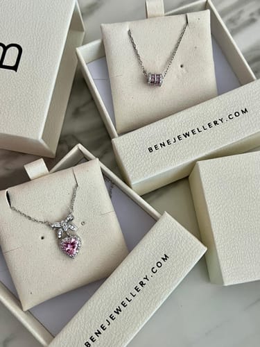 Customer photo review of Evelyn Bow Heart Necklace