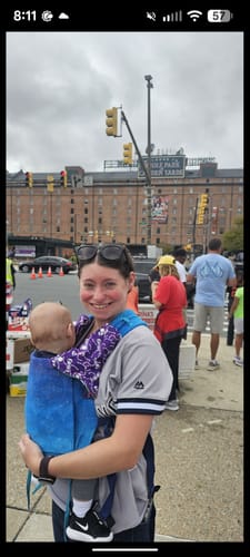 Customer photo review of Starry Night Ocean Bairn Baby Carrier by Oscha