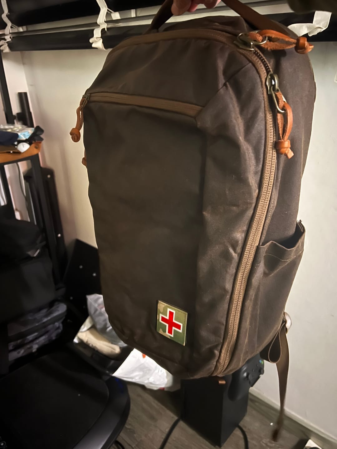 Customer photo review of CIVIC Travel Bag - Waxed Canvas