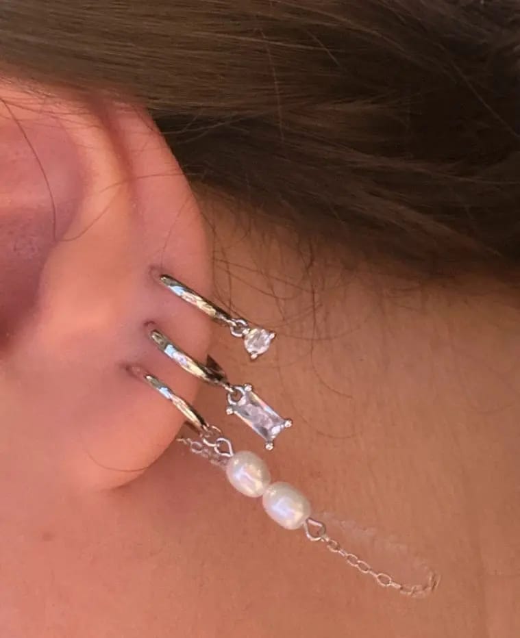 Customer photo review of Maris Hoop Earrings
