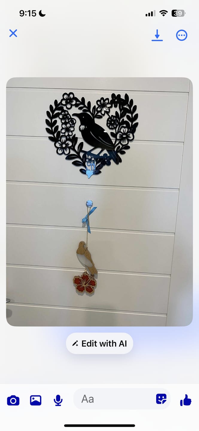 Customer photo review of Floral Tūī Heart Wall Décor
