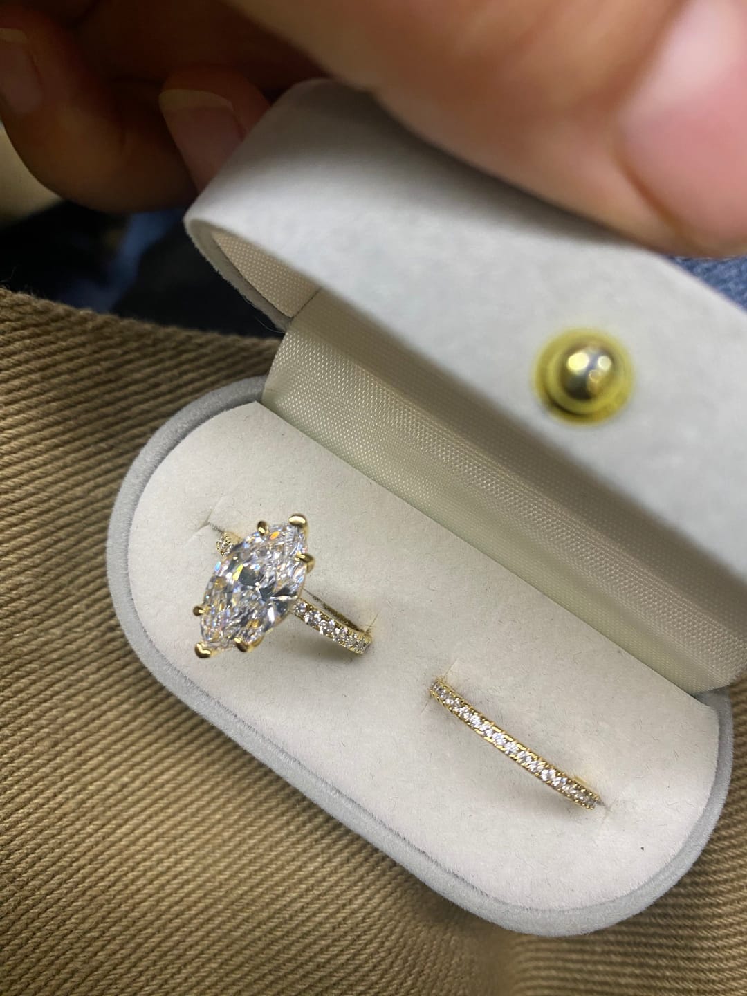 Customer photo review of S925 4.0Ct Marquise Cut Wedding Ring Set Travel Ring With Classic Wedding Band For Women