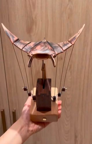 Customer photo review of Handcrafted Wooden Manta Ray Automaton