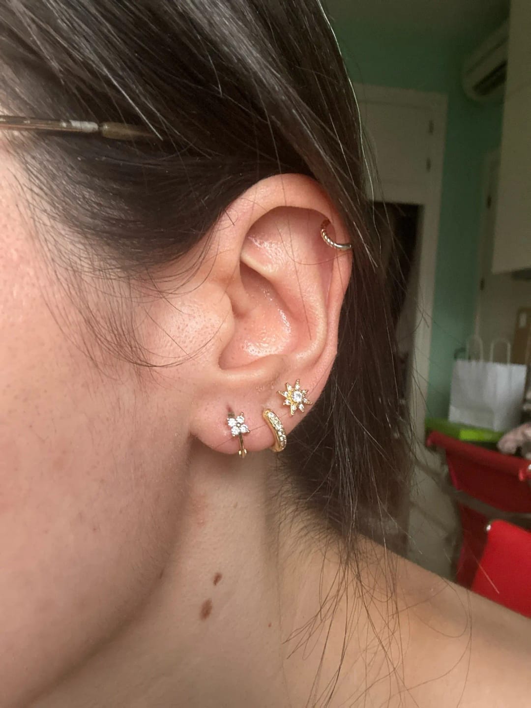 Customer photo review of Maris Hoop Earrings