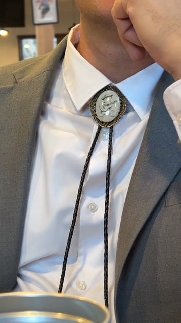 Customer photo review of Bolo Tie with Frog Western Cowboy String Tie